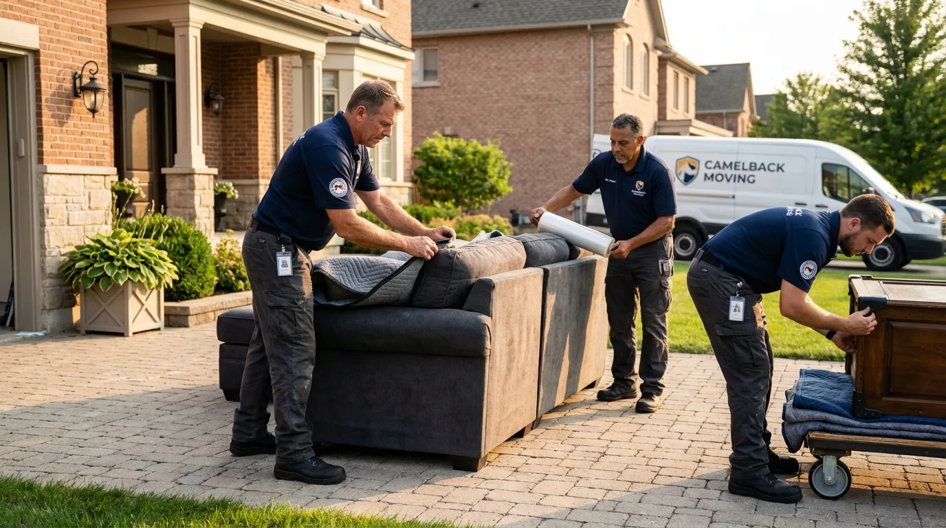 Large estate moving crew wrapping furniture in Newman, CA